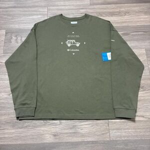 NWT Columbia Sportswear Olive Green Graphic Long Sleeve T-Shirt Size XL